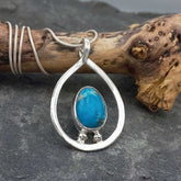 Silver Teardrop Pendant with Turquoise stone